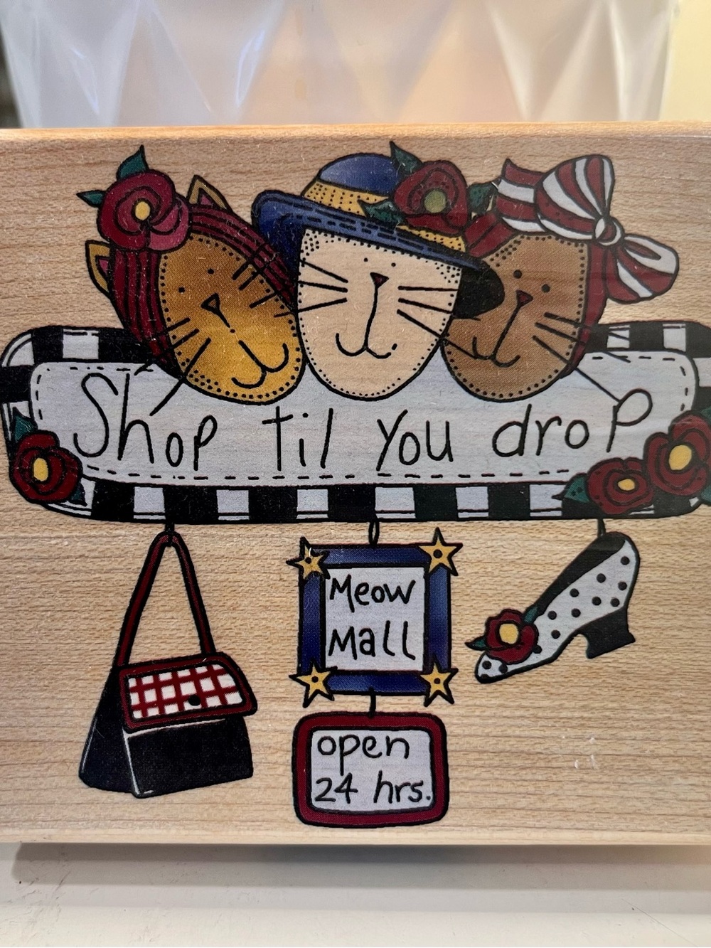 Vintage Alma Lynne Designs Inkadinkado "Shop 'Til You Drop" stamp